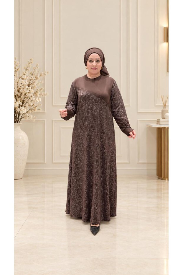 Women's Plus-Size Glittery Paneled Dress