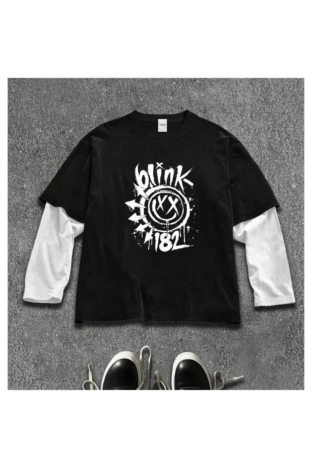 Blink 182 Printed Sleeve Unisex Oversized T-Shirt