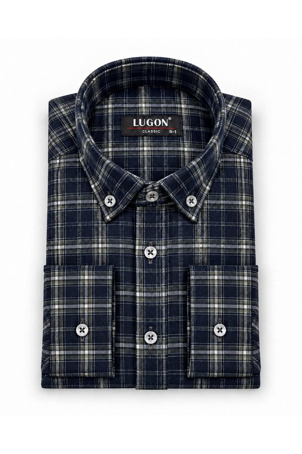 Lugon Double-Pocket Winter Cashmere Men's Shirt