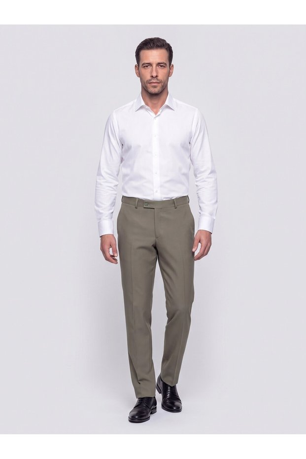 Green Regular-Fit Fabric Pants