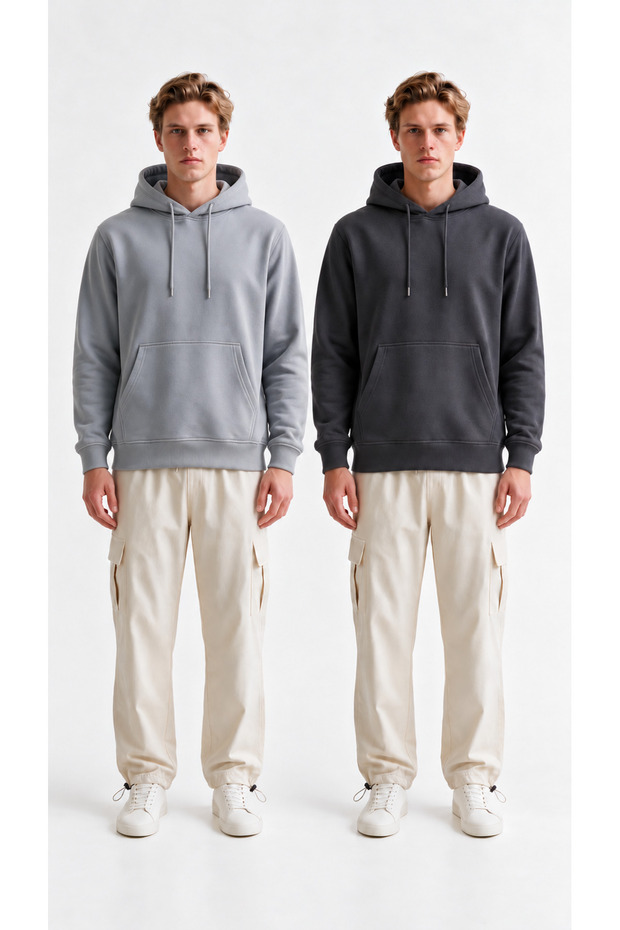 3-Stripe 2-Pocket Hooded Kangaroo Pocket Casual Sweatshirt