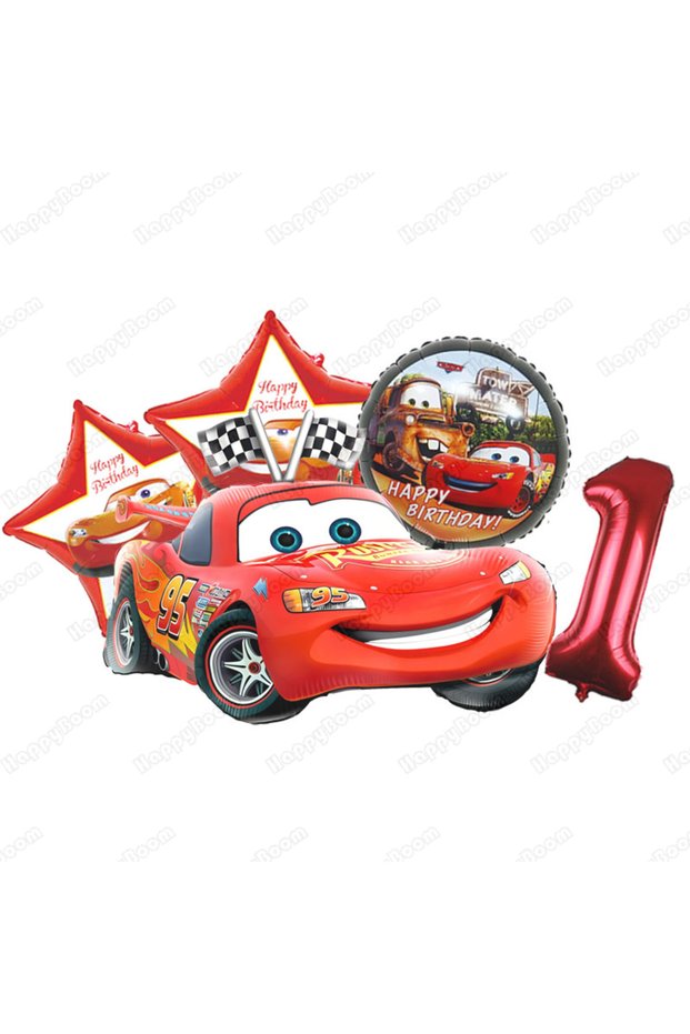 As Show 1 Cartoon Lightning Car Theme Foil Balloons Set Number 1-9 Balloon Cartoon Car Happy