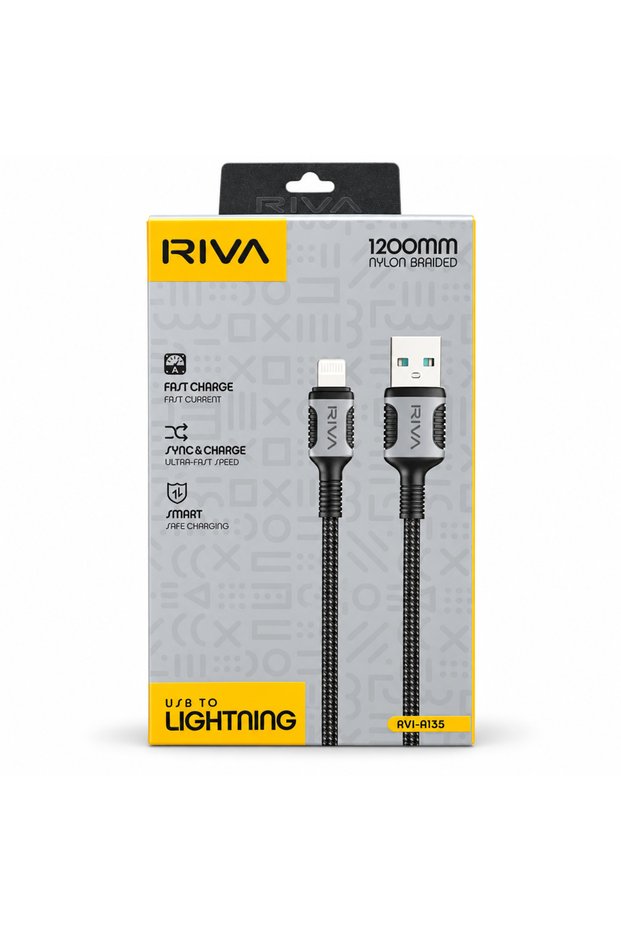 كابل شحن ومزامنة من نوع USB-A إلى Lightning، مصنوع من النايلون المضفر، طوله 1.2 متر.