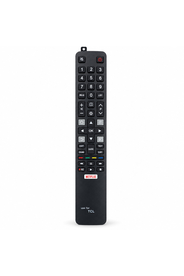 جهاز تحكم عن بعد بديل لتلفزيونات TCL، مزود بزر خاص بتطبيق نتفليكس - باللون الأسود.
