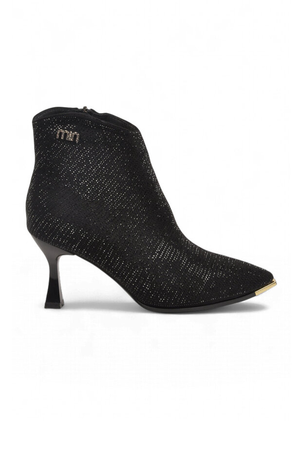 Black, Stylish, Comfortable, Special-Occasion Zip-Up Boots for Women with Stiletto Heels 25K416-1