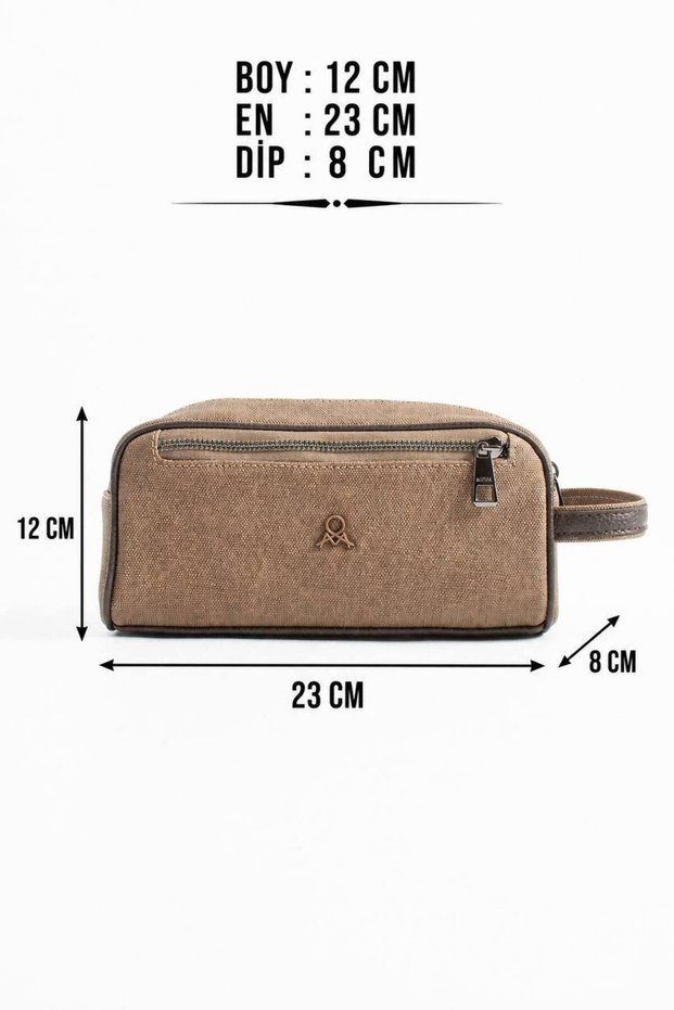 Canvas and Leather Men's Handheld Clutch Bag Suitable for Everyday Use