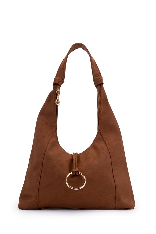 Ring-Detail Suede Women's Emerson Hobo Shoulder Bag