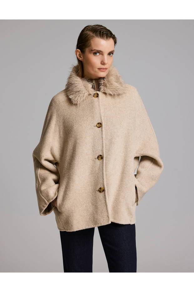 Taupe Color Melton Coat 50331179-VR052