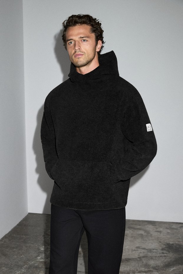 Glaimson men's hooded fleece black sweatshirt