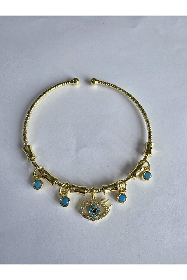 Gold-Toned Rice-Shaped YSX Evil Eye Charm Bracelet