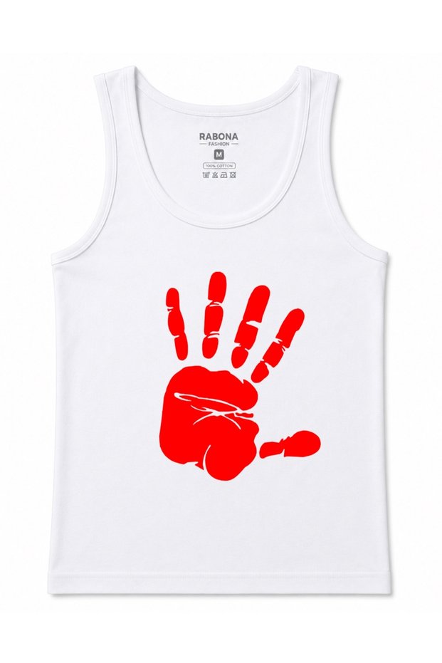 Red Handprint – Bold Minimalist Graphic Cotton Tank Top