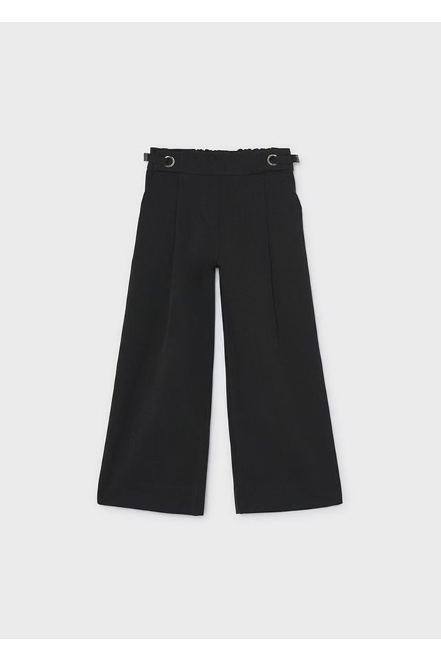 Girls' Pleated Wide-Leg Pants, Black, 4526