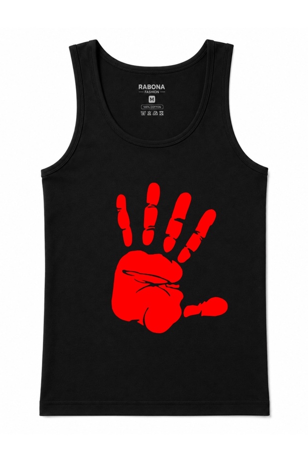 Red Handprint – Bold Minimalist Graphic Cotton Tank Top