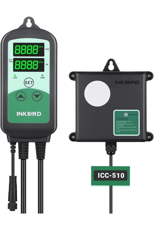 جهاز تحكم INKBIRD CO2 طراز ICC-510 بمخرجين مزدوجين لمولد ثاني أكسيد الكربون والمروحة