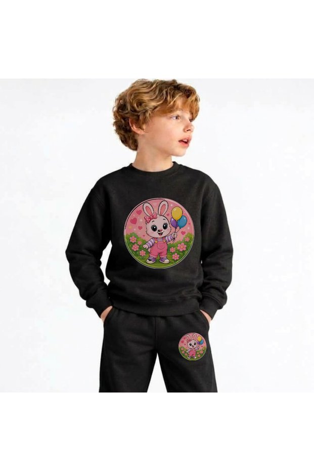Balon-Tavani Printed Crew-Neck Sweatshirt Set for Girls and Boys