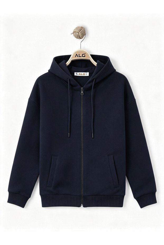 Plain Black Children's School Sweatshirt - Size 2 Is Recommended - Hooded with Zipper