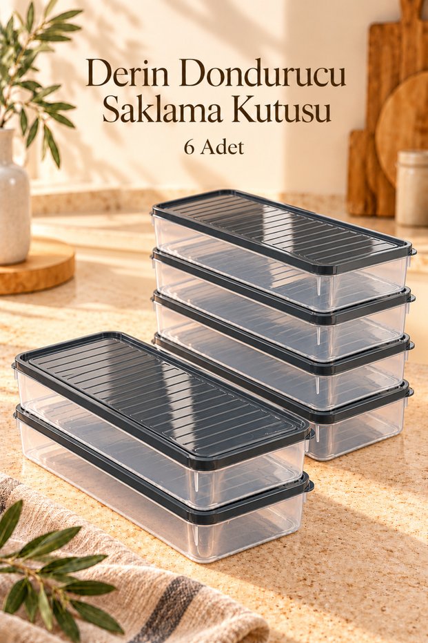 Set of 6 Freezer Storage Containers with Lids, Clear Refrigerator Organizers - 1 Liter
