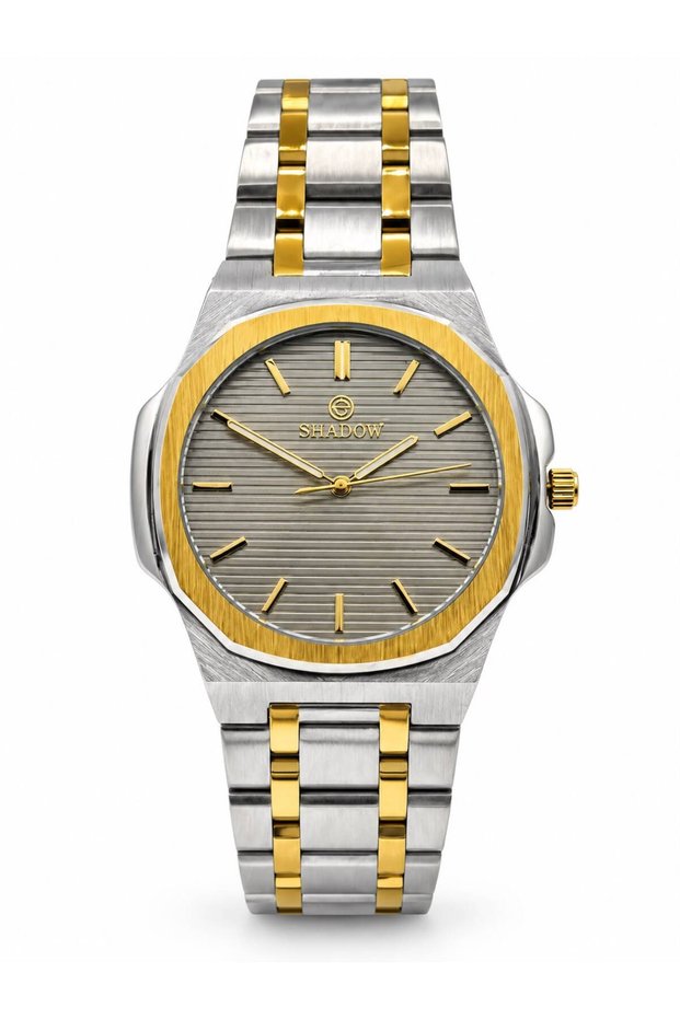 ASTERION SD1441-M Men's Analog Quartz Watch, Two-Tone Stainless Steel, Grey Dial