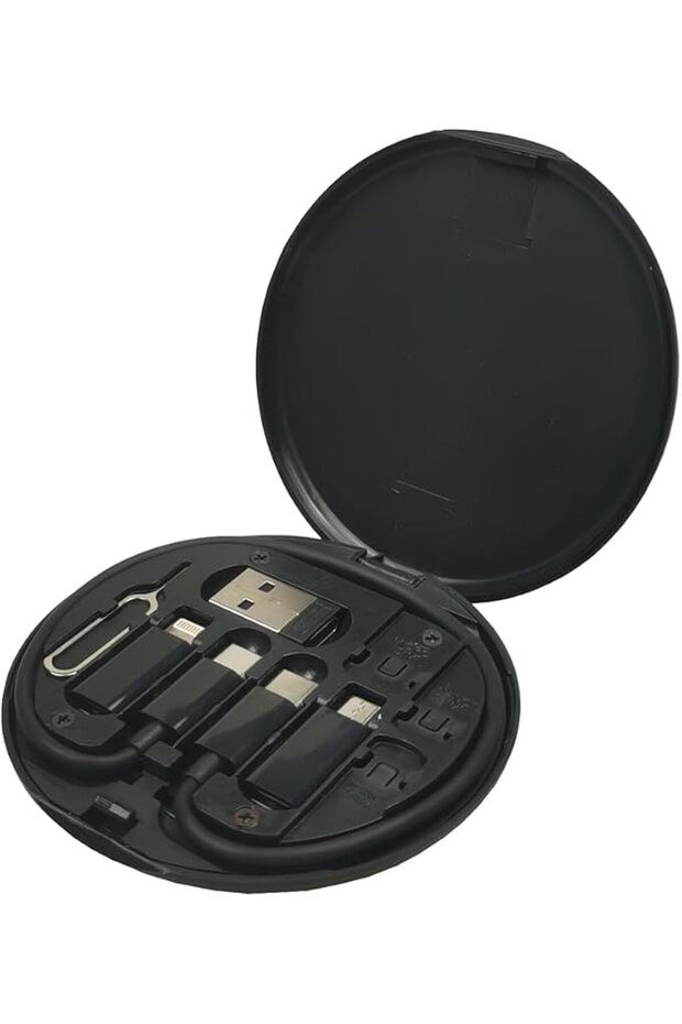 مجموعة كابلات بيانات USB متعددة الوظائف، صندوق تخزين مع طقم كابلات شحن USB متعددة، مايكرو USB