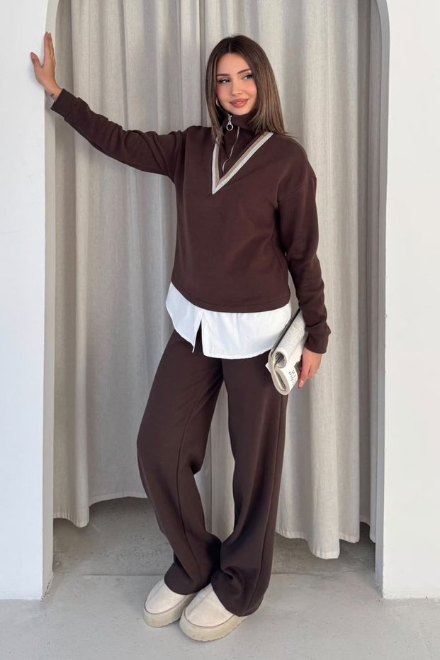 Brioche Knit Striped Zipper Set