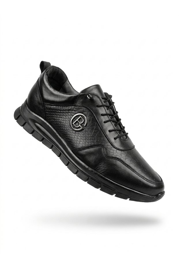 ATC 1095 Black Genuine Leather Fully Orthopedic Transitional Casual Shoes (Large Size) for Men