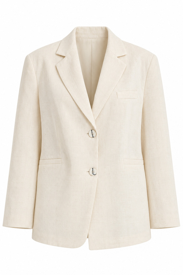 Stone-Colored Linen Blazer - 2y7255