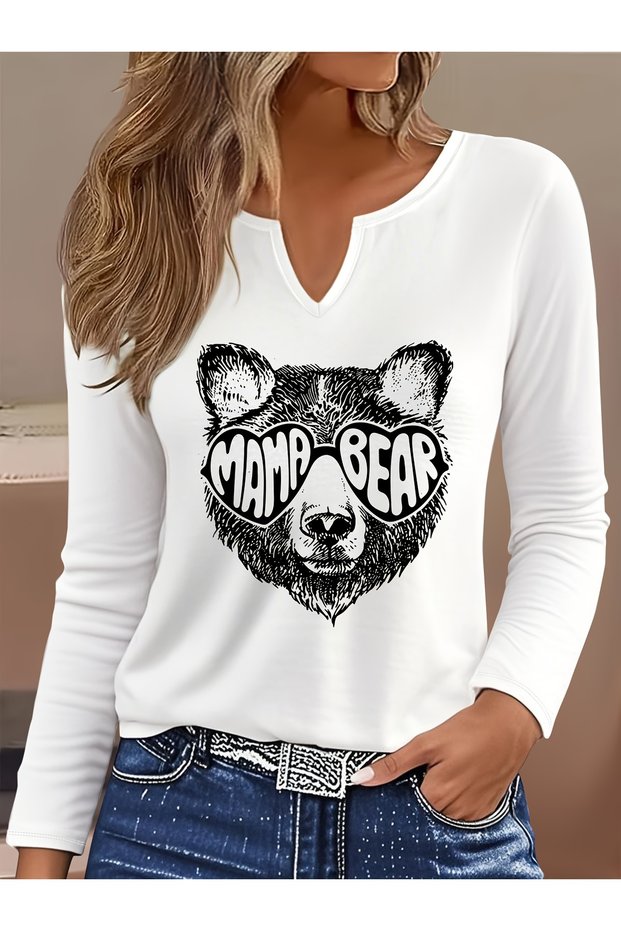 Mix-Printed Cotton-Lycra Half-V-Neck Short-Sleeved Blouse