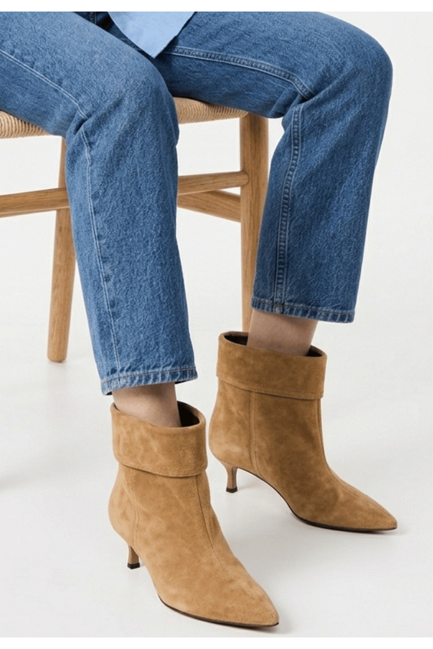 Bellamor Women's Premium Suede-Textured Low-Heeled Ankle Boots