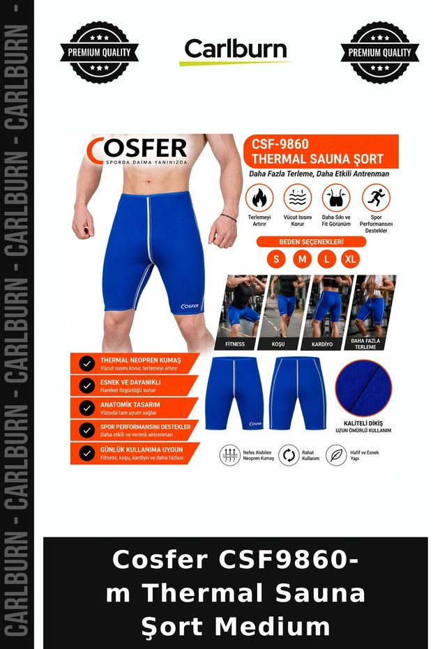 شورت ساونا حراري CSF9860- م، إنتاج خاص، مقاس متوسط، ملابس رياضية.