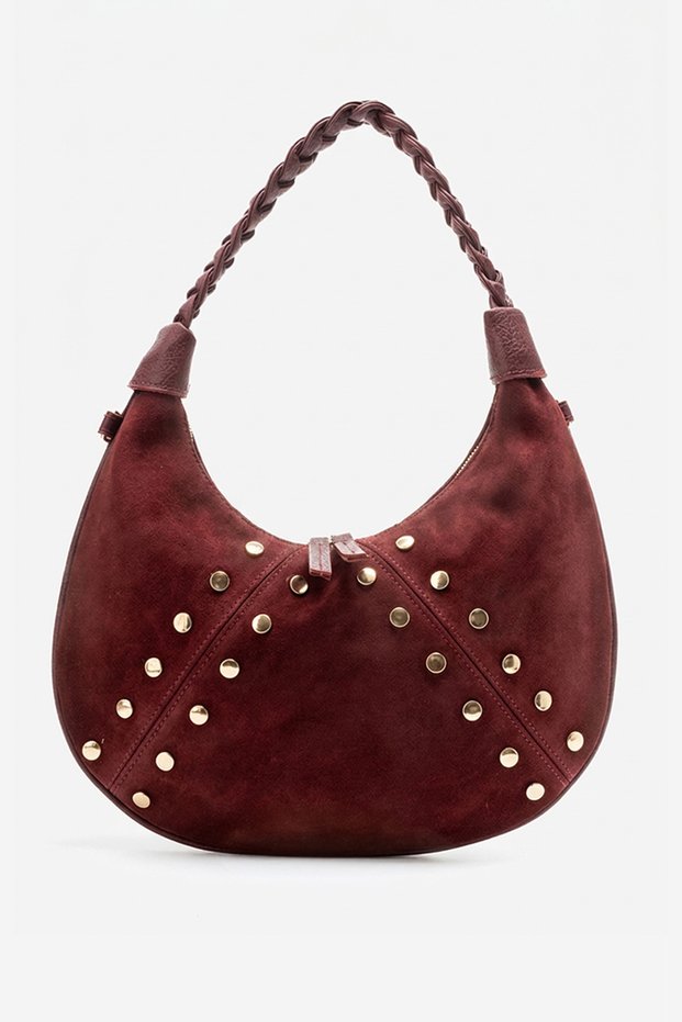 Vesta Women's Shoulder Bag, Genuine Suede Leather, TERRACOTTA