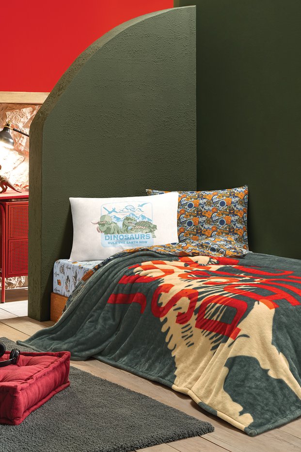 Jurassic World Wellsoft Licensed Single Blanket - Gray