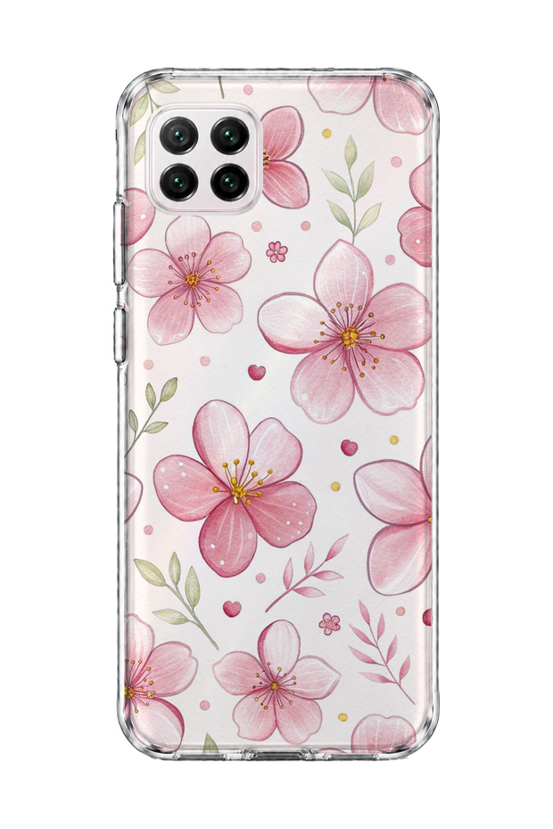 Transparent Phone Case with Pink Cherry Blossom Print, Compatible with the Huawei P40 Lite