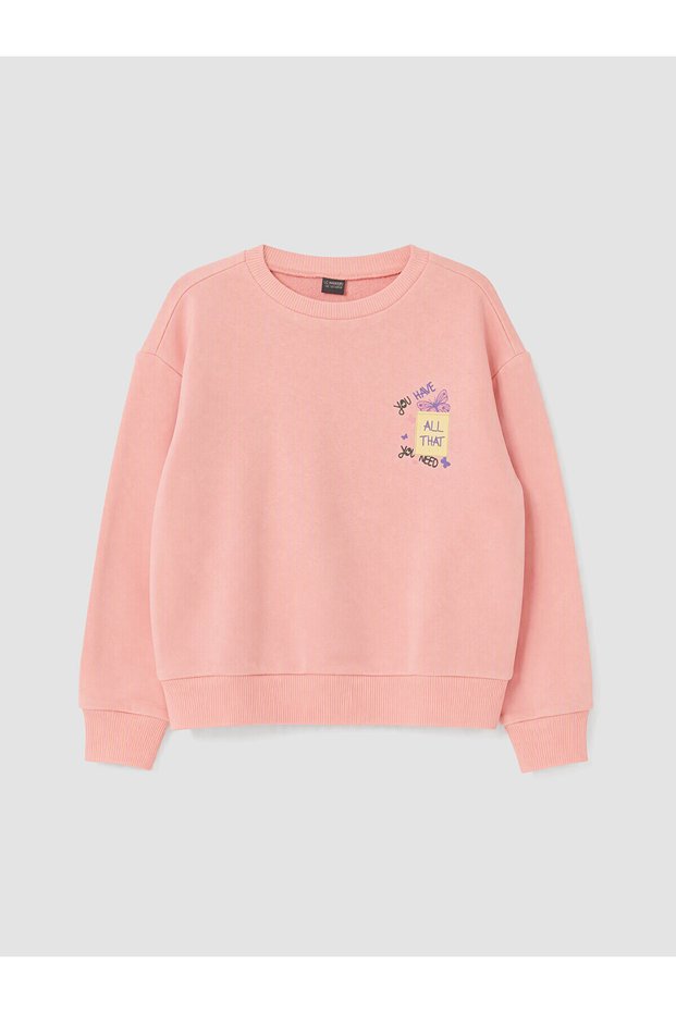 Peak New Season Pink Printed Girls' Sweatshirt
