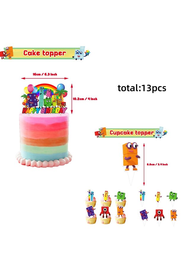 as shown cake topper-13pcs Building Block Birthday Party Decoration Number blocked Tablecloth