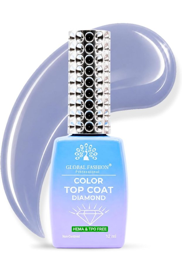 Color Top Coat Diamond 12ml – HEMA & TPO Free No Wipe Gel Top Coat, 04