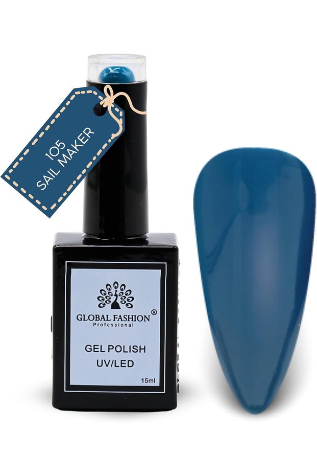 Black Elite Gel Nail Polish 105 Sail Maker (Denim Blue), 15ml - Soak Off UV LED Gel Polish, Long-Lasting High Gloss Colour for Salon and Home Manicure