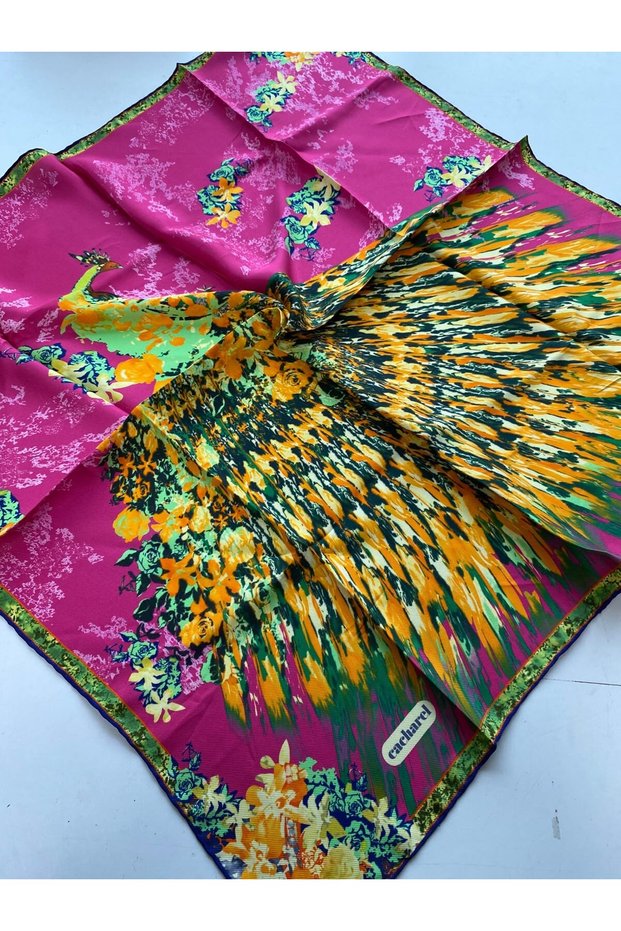 Tivil Silk Scarf 4214701 311 Fuchsia-Orange Abstract Patterned Design