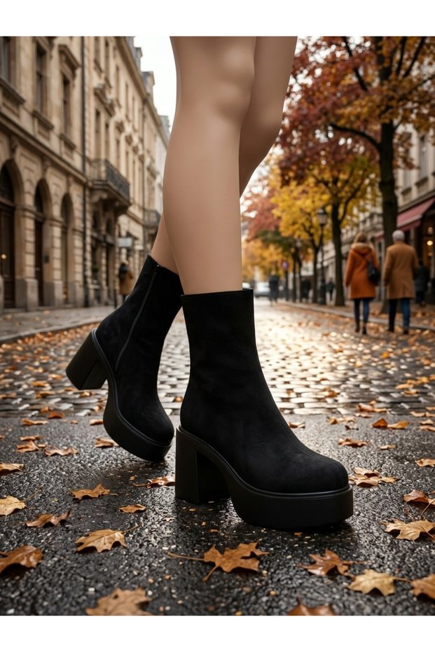 Ac602004 Platform Heel Zippered Light Sole Women's Boots