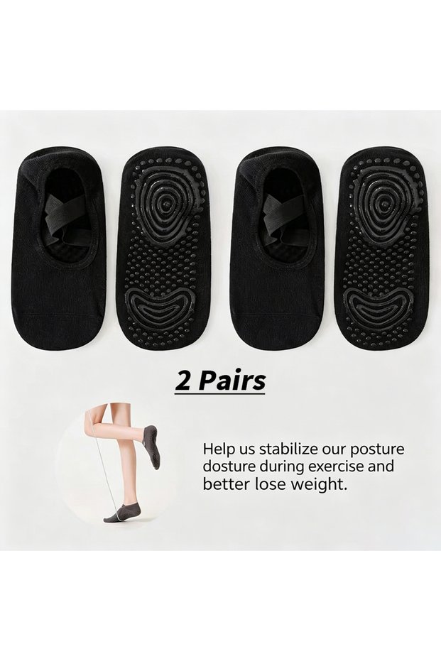xindijiaocha-2hei Professional Women Yoga Sock Silicone Anti-slip Ballet Pilates Socks Women Backles