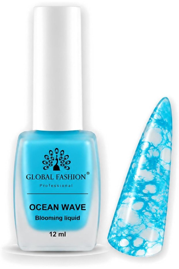 Global Fashion Ocean Wave Blooming Liquid 12ml, Bubble & Lace Nail Art, 11