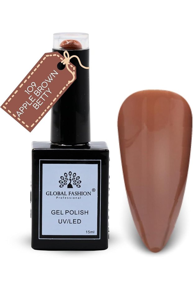 Black Elite Gel Nail Polish 109 Apple Brown Betty (Cinnamon Brown), 15ml - Soak Off UV LED Gel Polish, Long-Lasting High Gloss Colour for Salon and Home Manicure