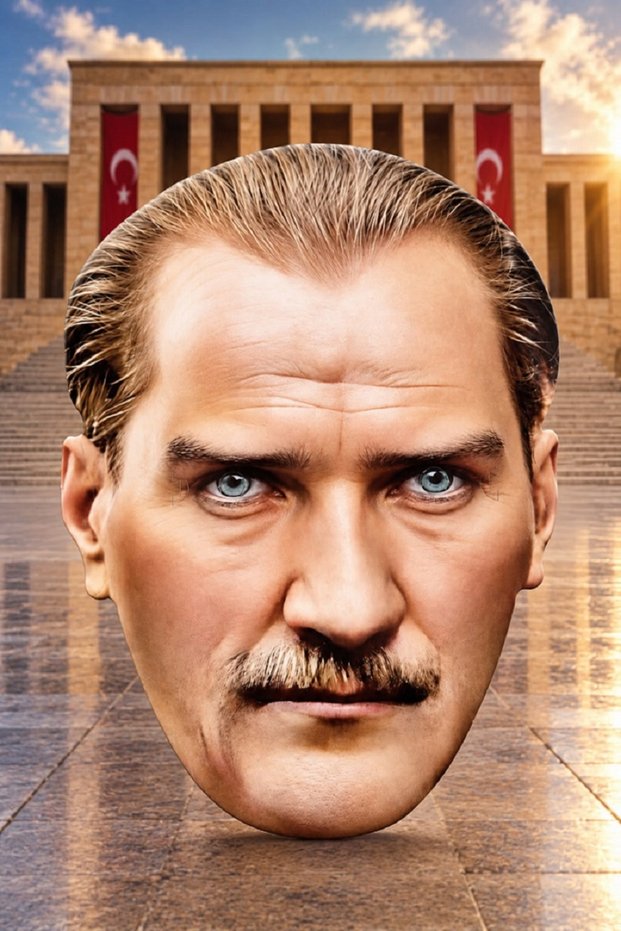 Atatürk Mask, Cardboard, Pack of 10, 25x18 cm, with string