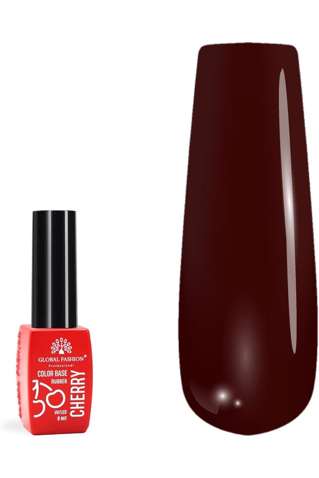 Global Fashion Cherry Rubber Color Base Gel Polish, 8ml - Self-Leveling, Strengthens Nails, Perfect Adhesion, High Bonding Strength for Long-Lasting Results (Rosewood Glow (03), 8ml)