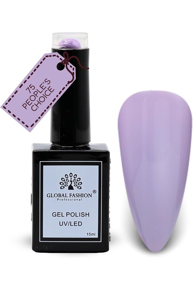 Black Elite Gel Nail Polish 075 People's Choice (Lilac), 15ml - Soak Off UV LED Gel Polish, Long-Lasting High Gloss Colour for Salon and Home Manicure