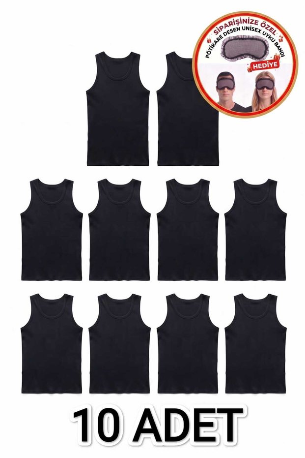 10-Pack of 100% Cotton Jersey Classic Men's Tank Tops - Gingham Pattern, Comes with a Free Unisex Band