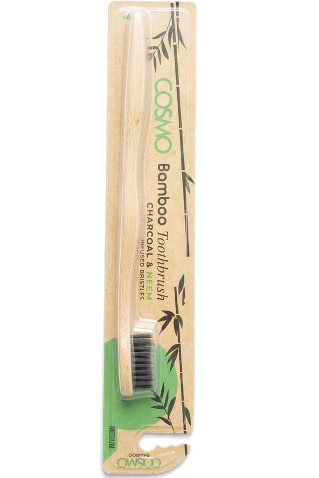 Bamboo Toothbrush Medium Charcoal & Neem Infused Bristles 1 Pc