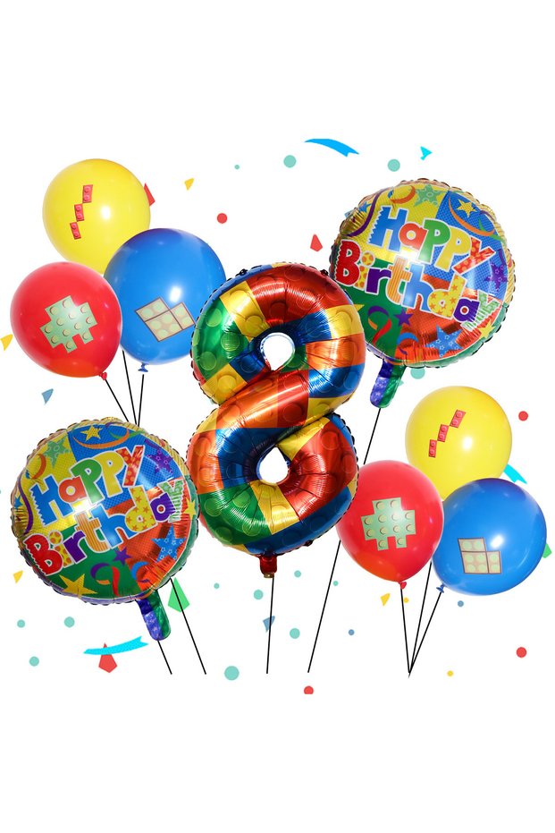 Number 32inch Number 8 9Pcs 32inch Building Block Number Balloons Foil Balloon for Colorful Blocks T