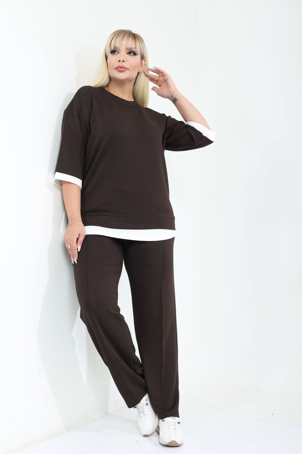 Plus-Size, Loose-Fit, Crew Neck, High-Neck, Long-Sleeved Modal Set