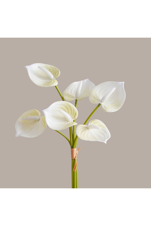 6pcs White 6pcs Artificial Anthurium Lily Flowers for Vase Filler Indoor Home Room Festival Party De