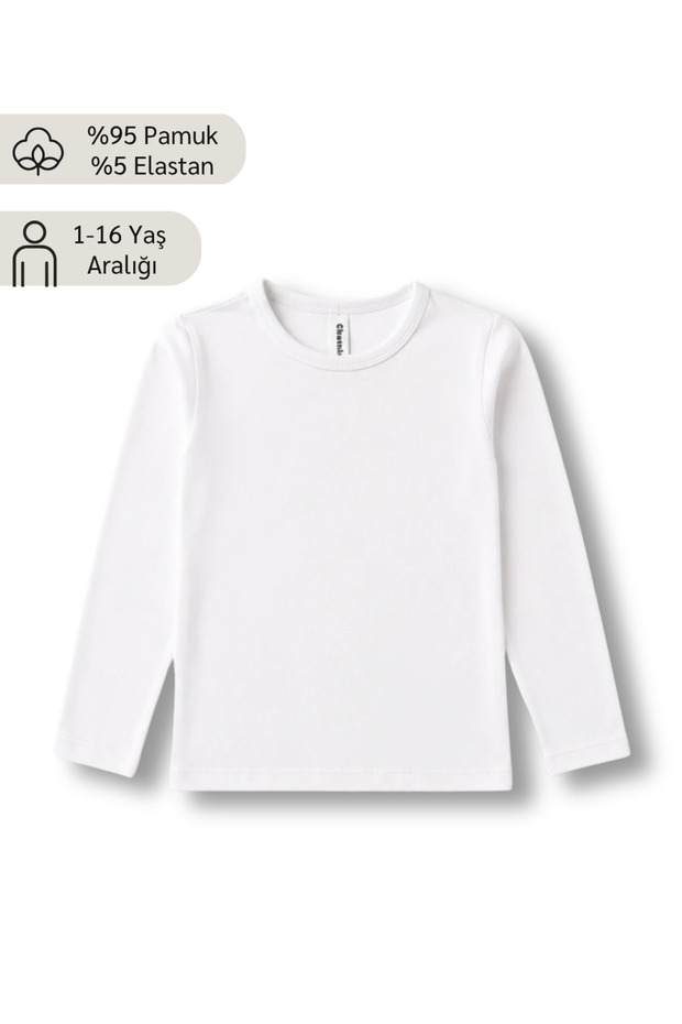 Ages 1–16, 95% Cotton, Unisex Kids' Long-Sleeve T-Shirt / Basic T-Shirt for Girls and Boys / Transitional T-Shirt